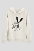 Paskalya Baskılı Beyaz Unisex Kapüşonlu Sweatshirt