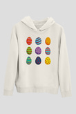 Paskalya Baskılı Beyaz Unisex Kapüşonlu Sweatshirt
