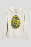 Paskalya Baskılı Beyaz Unisex Kapüşonlu Sweatshirt