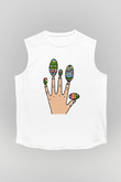 Paskalya Baskılı Beyaz Unisex Kolsuz Tişört - Tshirt