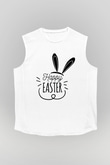 Paskalya Baskılı Beyaz Unisex Kolsuz Tişört - Tshirt