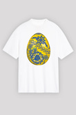 Paskalya Baskılı Beyaz Unisex Oversize Tişört - Tshirt