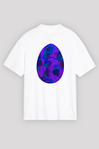 Paskalya Baskılı Beyaz Unisex Oversize Tişört - Tshirt