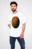 Paskalya Baskılı Beyaz Unisex Oversize Tişört - Tshirt