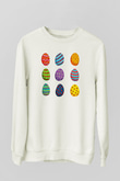 Paskalya Baskılı Beyaz Unisex Sweatshirt