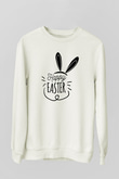 Paskalya Baskılı Beyaz Unisex Sweatshirt