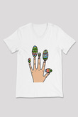Paskalya Baskılı Beyaz Unisex V Yaka Tişört - Tshirt