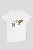 Paskalya Baskılı Beyaz Unisex V Yaka Tişört - Tshirt