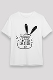 Paskalya Baskılı Unisex Beyaz Tişört - Tshirt