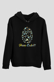 Paskalya Baskılı Unisex Siyah Hoodie