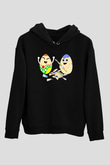 Paskalya Baskılı Unisex Siyah Hoodie