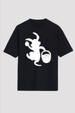Paskalya Baskılı Unisex Siyah Oversize Tişört - Tshirt