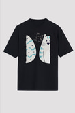 Paskalya Baskılı Unisex Siyah Oversize Tişört - Tshirt