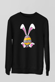 Paskalya Baskılı Unisex Siyah Sweatshirt