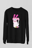 Paskalya Baskılı Unisex Siyah Sweatshirt