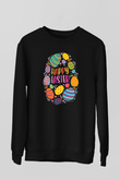 Paskalya Baskılı Unisex Siyah Sweatshirt