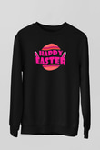 Paskalya Baskılı Unisex Siyah Sweatshirt