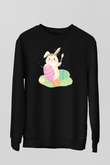 Paskalya Baskılı Unisex Siyah Sweatshirt