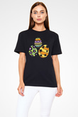 Paskalya Baskılı Unisex Siyah Tişört - Tshirt