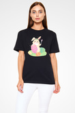 Paskalya Baskılı Unisex Siyah Tişört - Tshirt