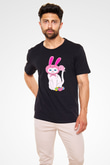 Paskalya Baskılı Unisex Siyah Tişört - Tshirt