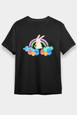 Paskalya Baskılı Unisex Siyah Tişört - Tshirt