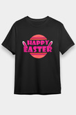 Paskalya Baskılı Unisex Siyah Tişört - Tshirt