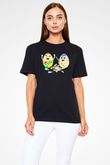 Paskalya Baskılı Unisex Siyah Tişört - Tshirt