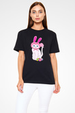 Paskalya Baskılı Unisex Siyah Tişört - Tshirt