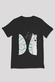 Paskalya Baskılı Unisex Siyah V Yaka Tişört - Tshirt