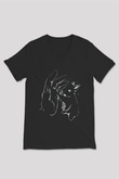 Paskalya Baskılı Unisex Siyah V Yaka Tişört - Tshirt