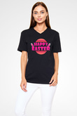 Paskalya Baskılı Unisex Siyah V Yaka Tişört - Tshirt