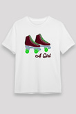 Paten Baskılı Unisex Beyaz Tişört - Tshirt