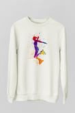 Paten Baskılı Unisex Ekru Sweatshirt