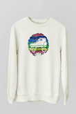 Paten Baskılı Unisex Ekru Sweatshirt