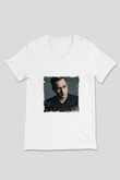 Paul Van Dyk Baskılı Beyaz V Yaka Unisex Tişört