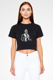 Paulo Dybala Baskılı Siyah Crop Top Kadın Tişört - Tshirt
