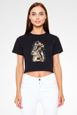 Paulo Dybala Baskılı Siyah Crop Top Kadın Tişört - Tshirt