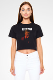 Paulo Dybala Baskılı Siyah Crop Top Kadın Tişört - Tshirt