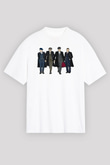 Peaky Blinders Baskılı Beyaz Unisex Oversize Tişört - Tshirt