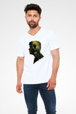 Peaky Blinders Baskılı Beyaz Unisex V Yaka Tişört - Tshirt