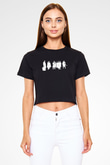 Peaky Blinders Baskılı Siyah Crop Top Kadın Tişört - Tshirt