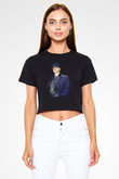 Peaky Blinders Baskılı Siyah Crop Top Kadın Tişört - Tshirt