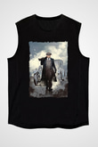 Peaky Blinders Baskılı Unisex Siyah Kolsuz Tişört - Tshirt