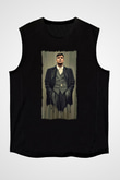 Peaky Blinders Baskılı Unisex Siyah Kolsuz Tişört - Tshirt