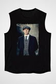 Peaky Blinders Baskılı Unisex Siyah Kolsuz Tişört - Tshirt