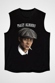 Peaky Blinders Baskılı Unisex Siyah Kolsuz Tişört - Tshirt