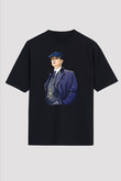 Peaky Blinders Baskılı Unisex Siyah Oversize Tişört - Tshirt