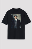 Peaky Blinders Baskılı Unisex Siyah Oversize Tişört - Tshirt
