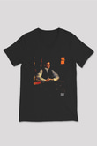 Peaky Blinders Baskılı Unisex Siyah V Yaka Tişört - Tshirt